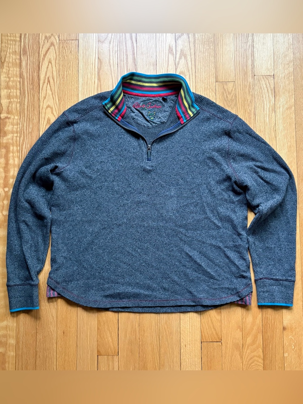 Robert Graham Mens 1/4 Zip Up Sweater Pullover Large Gray Charcoal Solid
